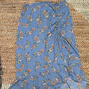 Max Studio Asymmetrical Floral Skirt in Blue and Yellow